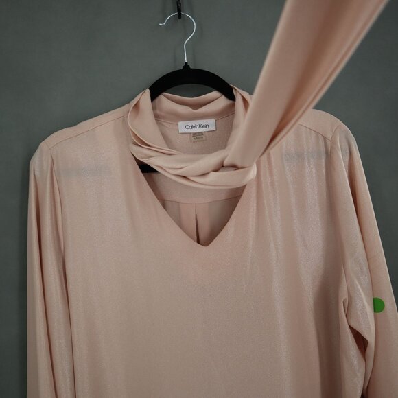 Calvin Klein Sparkly Blouse Women's XL Light Pink Party Career Festive Polished - Picture 7 of 8
